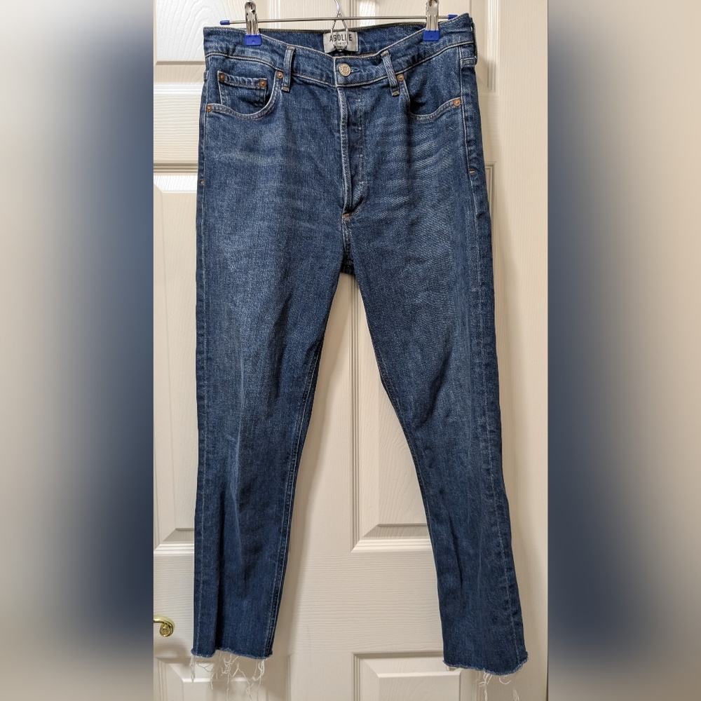 Agolde High Rise Nico Straight Leg Raw Hem Jeans … - image 3